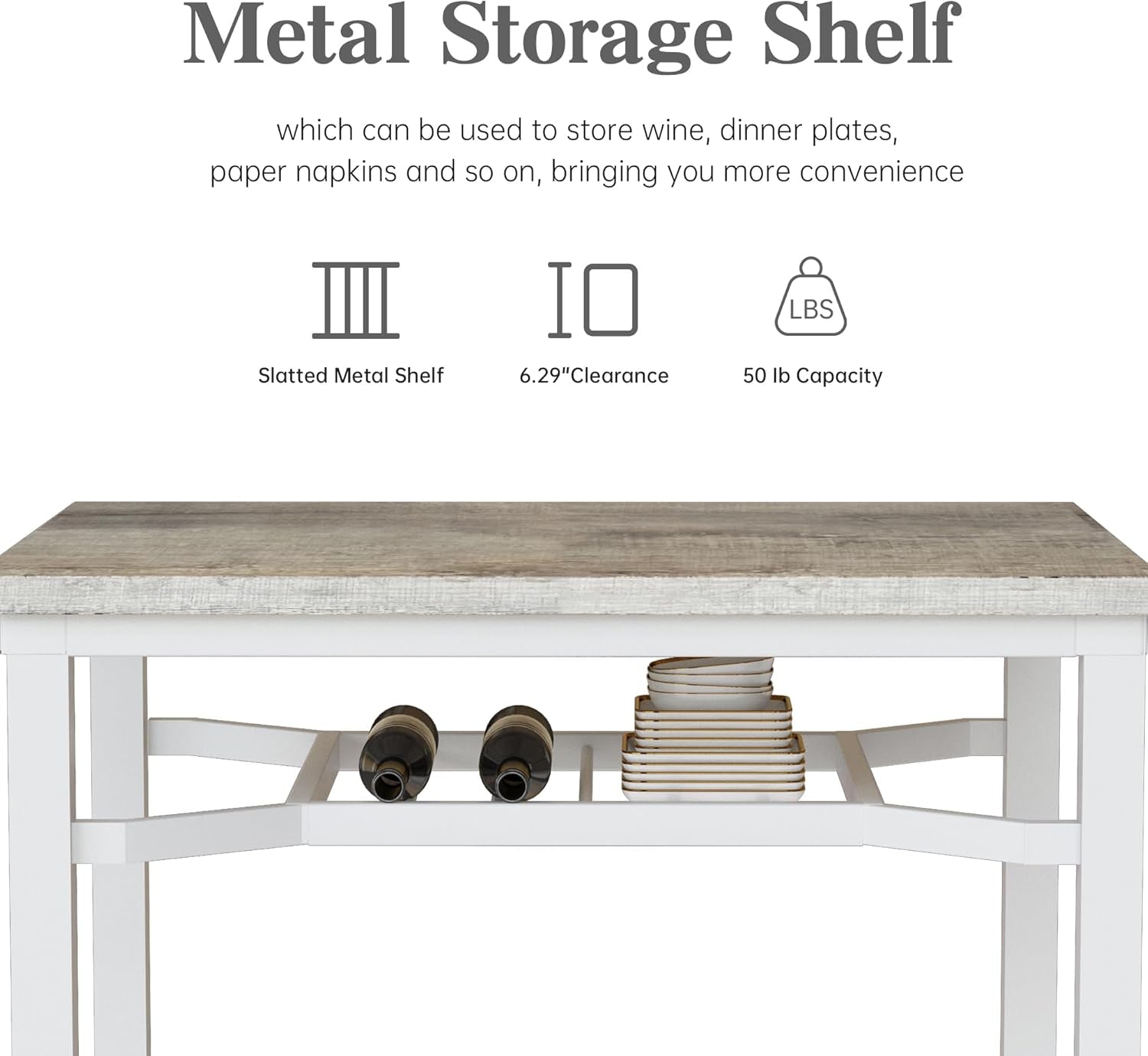 3 Piece Dining Table Set for 2, Small Wooden Kitchen Table with Storage, Farmhouse Square Dinette Set for Dining Room, Breakfast Nook, Apartment, Small Space