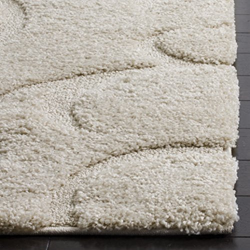 SAFAVIEH Florida Shag Collection Runner Rug - 2'3" x 7', Creme & Creme, Scroll Design, Non-Shedding & Easy Care, 1.2-inch Thick Ideal for High Traffic Areas in Living Room, Bedroom (SG468-1111)