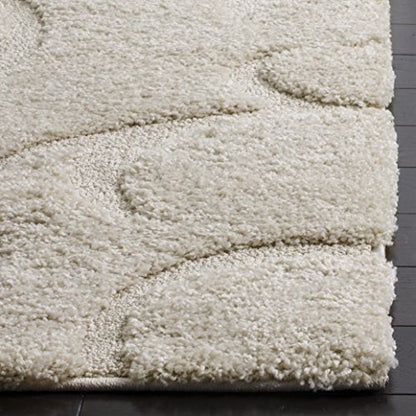 SAFAVIEH Florida Shag Collection Runner Rug - 2'3" x 7', Creme & Creme, Scroll Design, Non-Shedding & Easy Care, 1.2-inch Thick Ideal for High Traffic Areas in Living Room, Bedroom (SG468-1111)