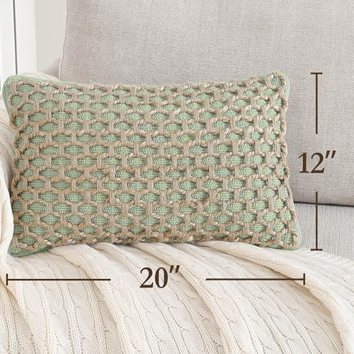 Jada Decorative Throw, Includes Accent, Premium Woven Design, Living Room Décor, (1) 12" x 20" Pillow Cover with Insert, Sage Green