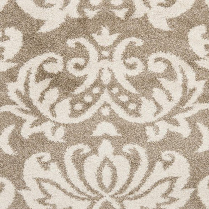 SAFAVIEH Florida Shag Collection Runner Rug - 2'3" x 17', Beige & Cream, Damask Design, Non-Shedding & Easy Care, 1.2-inch Thick Ideal for High Traffic Areas in Living Room, Bedroom (SG460-1311)