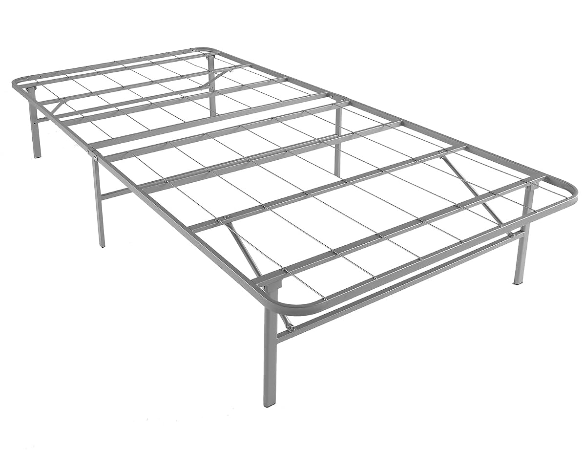 Premium Platform Bed Base in Silver, Replaces Box Spring and Bed Frame