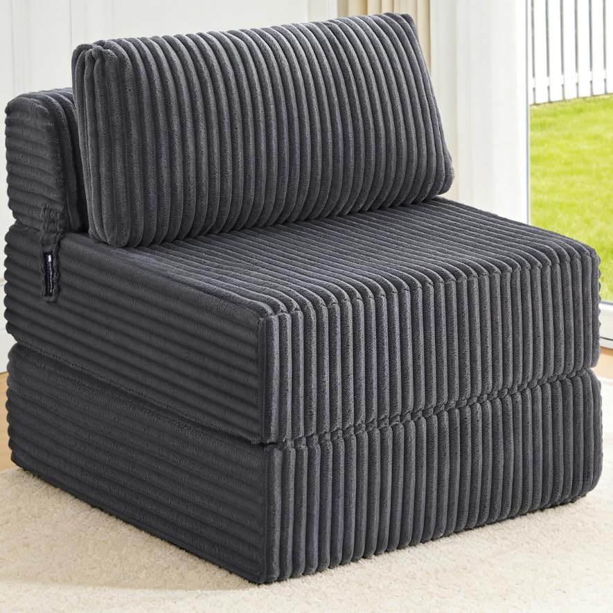 Folding Sofa Bed Convertible 4 in 1 Sleeper Chair Gray Single