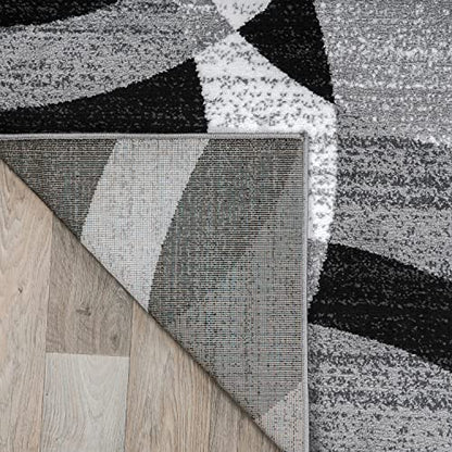 Gray Modern Geometric Area Rug, Abstract Circles, High-Traffic, Non-Shedding, for Living Room, Bedroom and Home Office, 5'3" x 7'3"