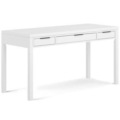 Hollander 60" Wide Solid Wood Writing Desk in White