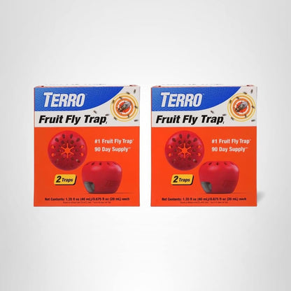 TERRO Fruit Fly Trap 4-Pack, 180 Day Lure Supply, Food-Based Lure