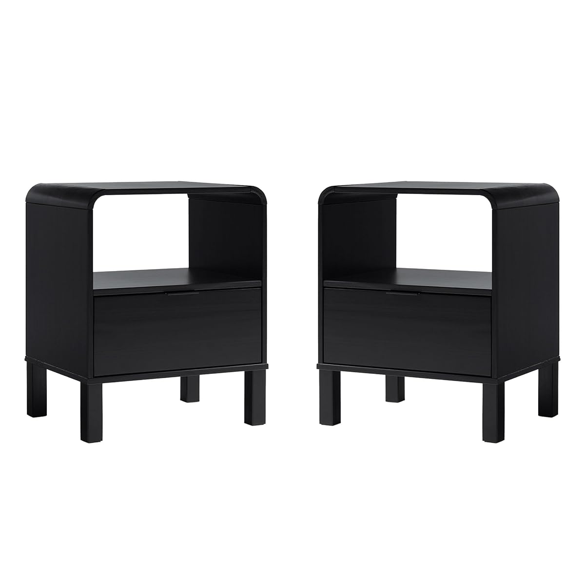 Elias Modern Curved-Frame Solid Wood Nightstand