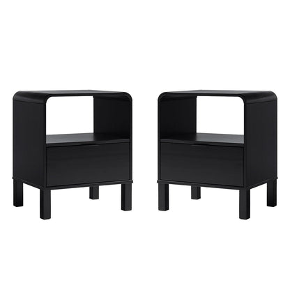 Elias Modern Curved-Frame Solid Wood Nightstand