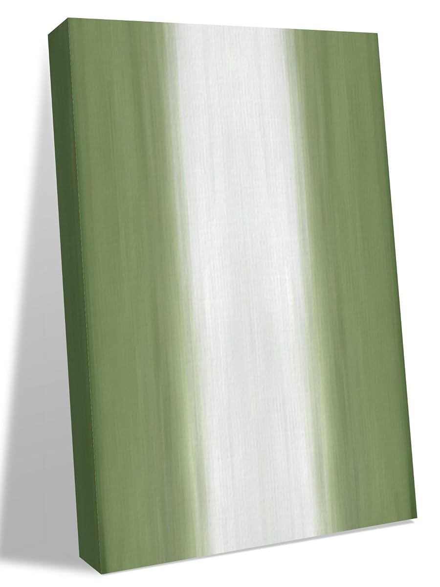 NuYeBiofx Abstract Sage Green White Stripe Canvas Wall Art Prints,48"x32" Framed Picture Artwork Modern Minimalist Art Printed Canvas Oil Painting for Living Room Bedroom Office,Ready to Hang
