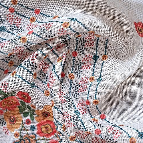 Boho Floral Curtains for Living Room 2 Panels Linen Semi Sheer Flower Curtains & Drapes 84 Inches Length Farmhouse Room Decor Style Back Tab for Dining Room, Yellow, 50" x 84"