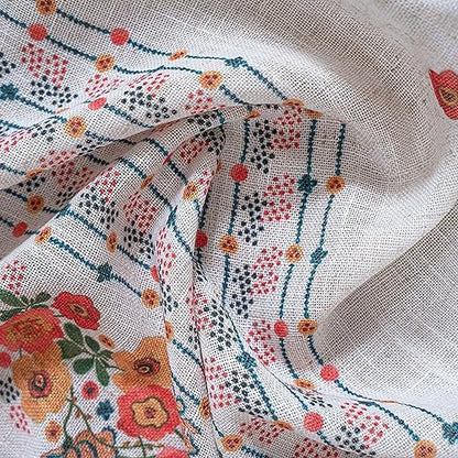 Boho Floral Curtains for Living Room 2 Panels Linen Semi Sheer Flower Curtains & Drapes 84 Inches Length Farmhouse Room Decor Style Back Tab for Dining Room, Yellow, 50" x 84"