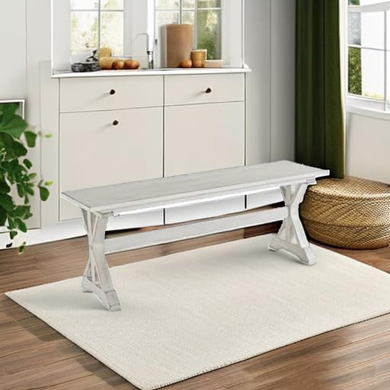 Jamestown Backless Dining Room Bench, Antique White