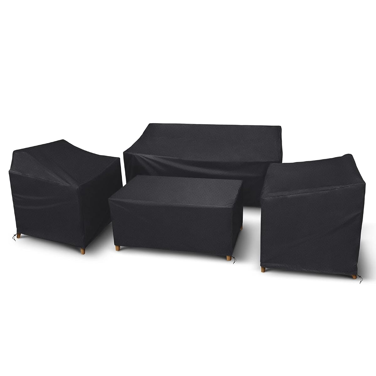 Outdoor Furniture Cover Waterproof, 4 Piece Patio Furniture Set Cover 400D for Outside Couch, Lawn Chairs, Coffee Table, Windproof with Buckle Strap, Black