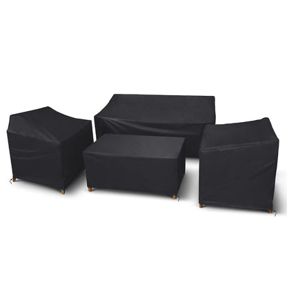Outdoor Furniture Cover Waterproof, 4 Piece Patio Furniture Set Cover 400D for Outside Couch, Lawn Chairs, Coffee Table, Windproof with Buckle Strap, Black