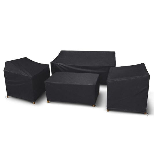 Outdoor Furniture Cover Waterproof, 4 Piece Patio Furniture Set Cover 400D for Outside Couch, Lawn Chairs, Coffee Table, Windproof with Buckle Strap, Black