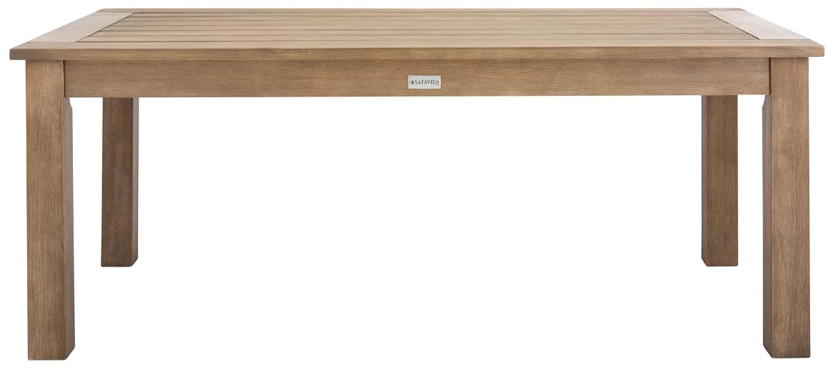 SAFAVIEH Couture Outdoor Patio Furniture Collection – Santa Cruz Coffee Table, Natural Eucalyptus Wood Slatted Top, Modern Outdoor Accent Table (CPT1016A)