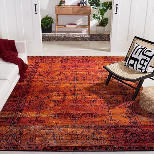 SAFAVIEH Area Rug 8x10 - Vintage Hamadan Collection - Large - Orange, Oriental Traditional Persian Design, Non-Shedding & Easy Cleaning, Ideal for Living Room, Bedroom, Office, Dining Space (VTH216C)