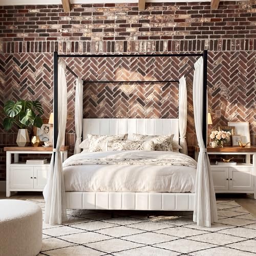 King Size Upholstered Canopy Bed Frame, view 2