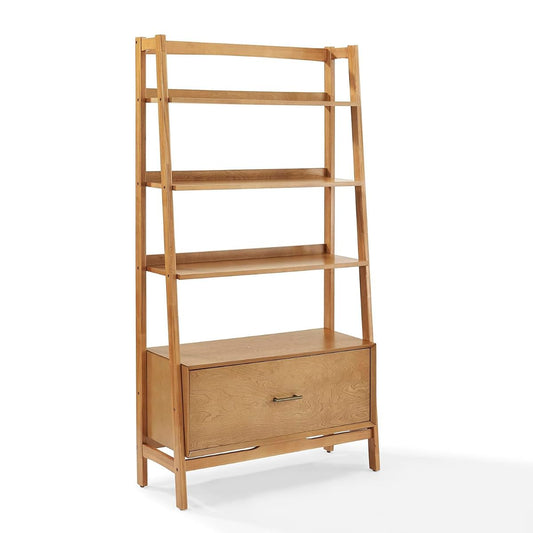 Landon Large Bookshelf Etagere, Bookcase Storage with Shelves and File Drawer, Acorn