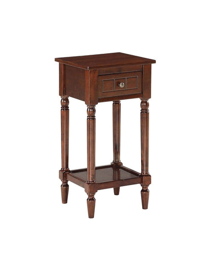 French Country Khloe 1 Drawer Accent End Table 14" - Traditional Farmhouse Side Table with Storage Drawer and Shelf for Living Room, Espresso