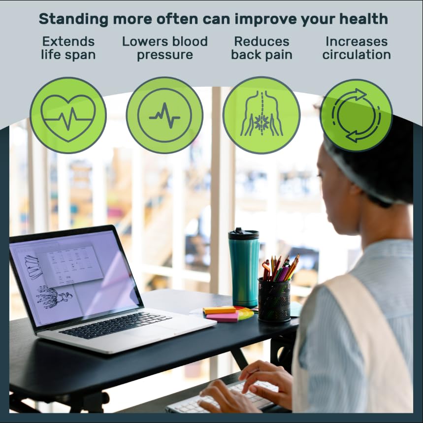 Black 32 in Standing Desk Converter, OF-S05-1, view 5