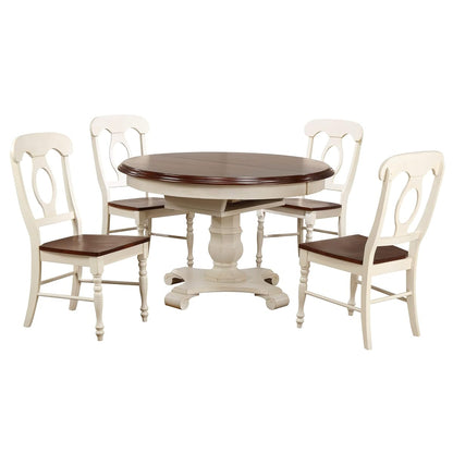 Andrews Dining Set, Medium/Two Size, Distressed Antique White/Chestnut