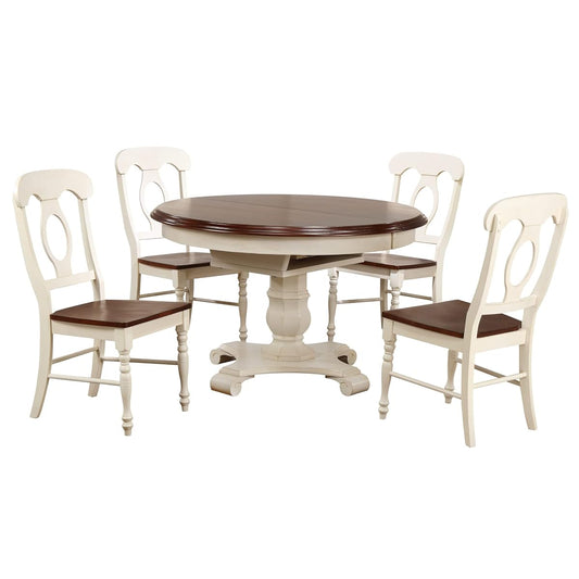 Andrews Dining Set, Medium/Two Size, Distressed Antique White/Chestnut