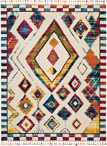 Home Moroccan Casbah Ivory Multicolor 7'10" x 10'6" Area Rug - Easy Clean, Non Shedding, Bed Room, Living Room, Dining Room, Kitchen (8' x 11')