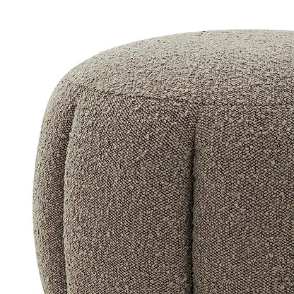 SAFAVIEH Couture Collection Maxine Light Grey Boucle/Gold Channel Tufted Ottoman (Fully Assembled)