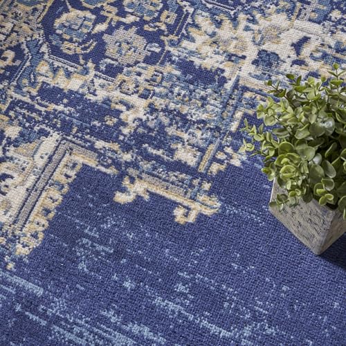Home Grafix Navy Blue 8'6" x 12' Area Rug - Easy Clean, Non Shedding, Bed Room, Living Room, Dining Room, Kitchen (9' x 12')