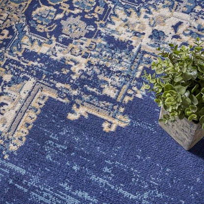 Home Grafix Navy Blue 8'6" x 12' Area Rug - Easy Clean, Non Shedding, Bed Room, Living Room, Dining Room, Kitchen (9' x 12')