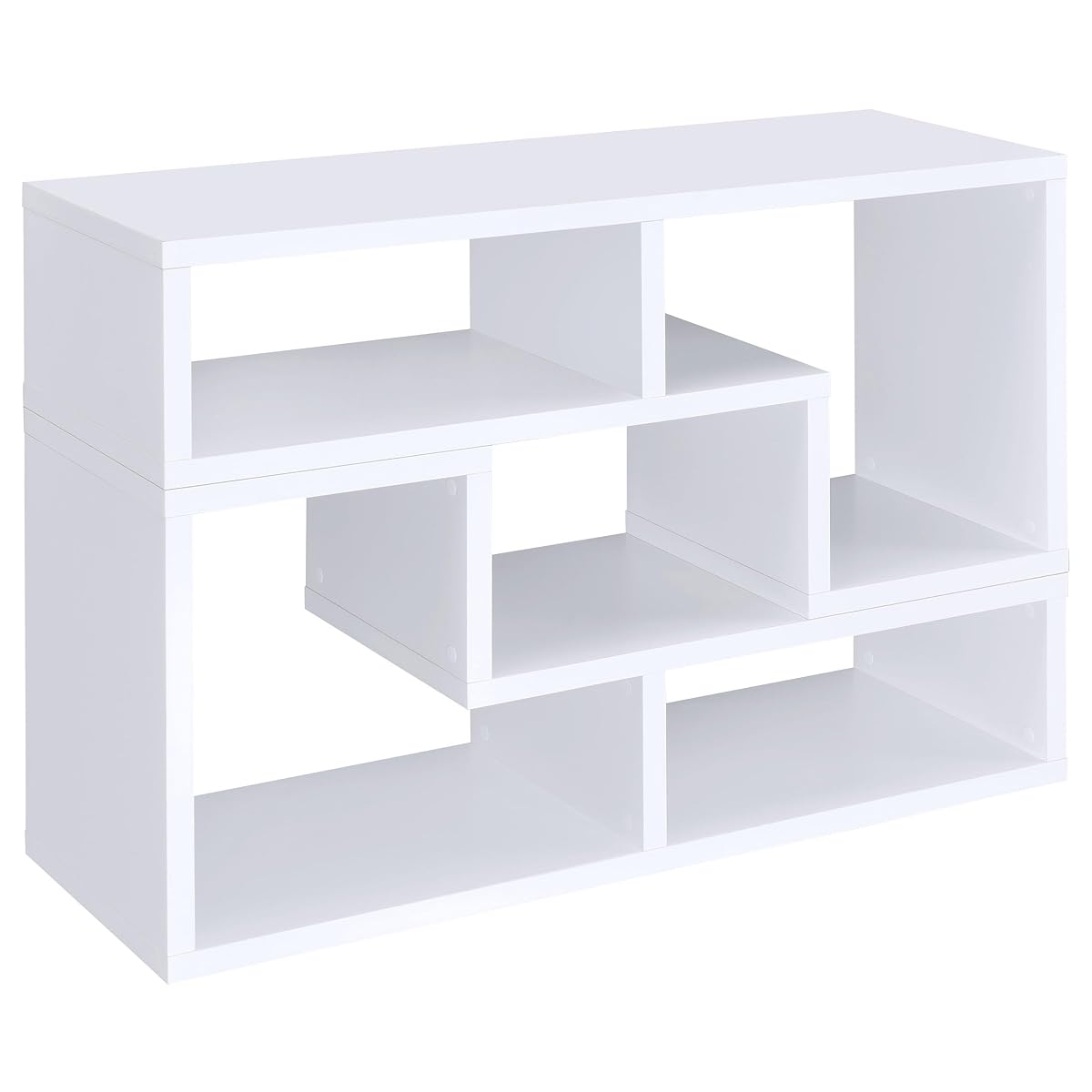 Coaster Home Furnishings - Velma - Engineered Wood - Multipurpose 4-Shelf TV Stand Bookshelf with Geometric Design, Cube Shelves, Transitional Style - Living Room and Home Office - White - 800330