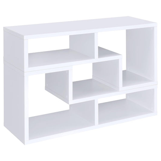 Coaster Home Furnishings - Velma - Engineered Wood - Multipurpose 4-Shelf TV Stand Bookshelf with Geometric Design, Cube Shelves, Transitional Style - Living Room and Home Office - White - 800330