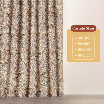 Curtains for Living Room 100% Cotton 50"x124" (Pack of 1)