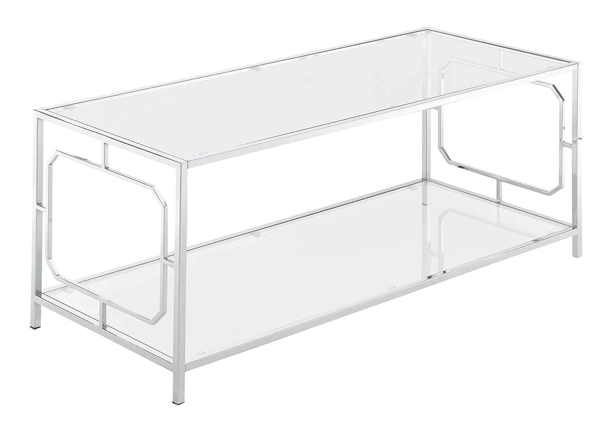 Omega Chrome Coffee Table, Clear Glass / Chrome Frame