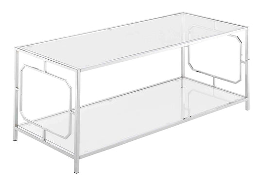 Omega Chrome Coffee Table, Clear Glass / Chrome Frame