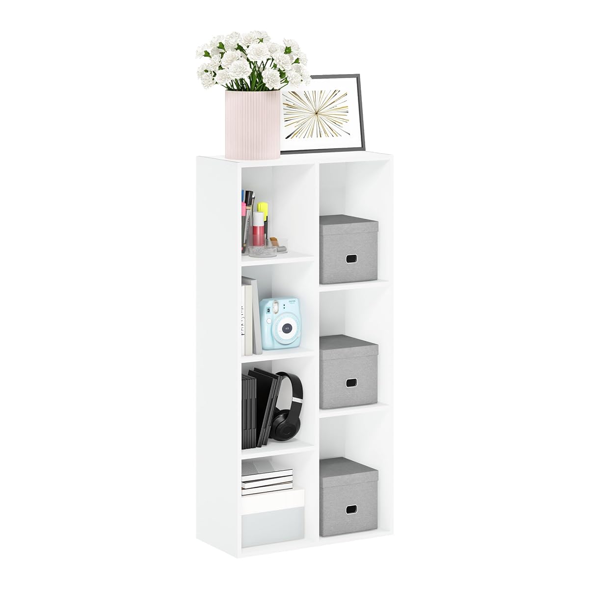LUDER Book Shelf, 7-Cube Bookshelf, Bookcase with Open Shelves