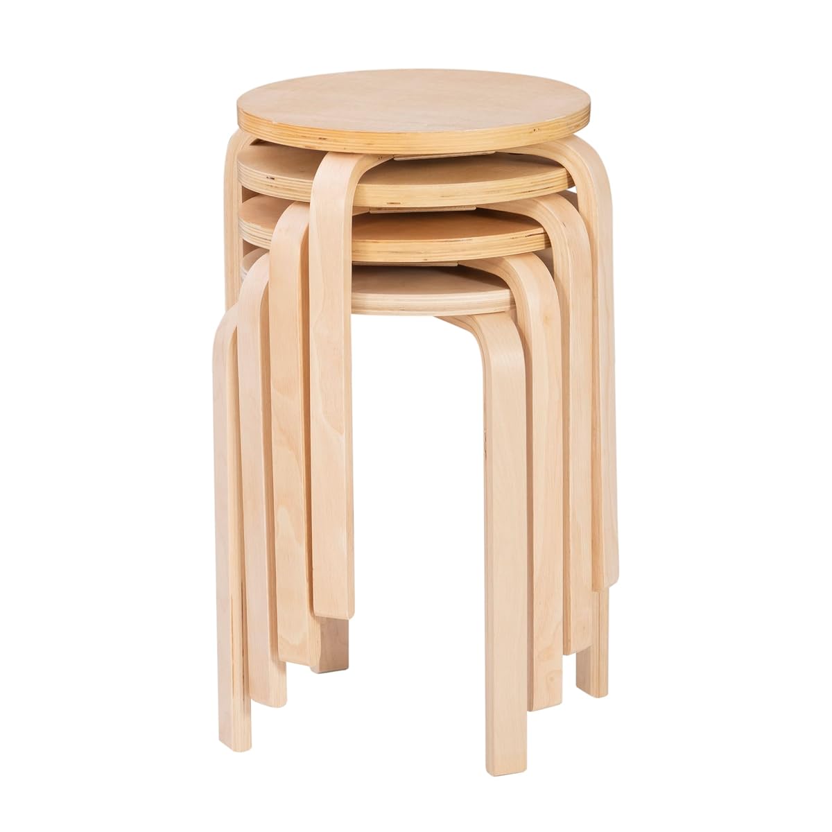 Jenna Natural Round 17" Stacking Stool Set of 4 (1771NAT-04-AS-U)