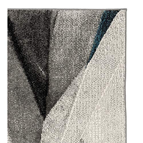 SAFAVIEH Hollywood Collection Accent Rug - 4' x 6', Grey & Teal, Mid-Century Modern Design, Non-Shedding & Easy Care, Ideal for High Traffic Areas in Entryway, Living Room, Bedroom (HLW710D)