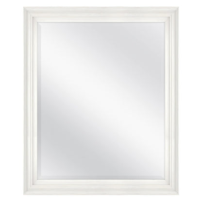 Ezra 28.66x34.66 Large Wall Mirror, White Woodgrain & Beveled Mirror, Vertical & Horizontal Wall Hanging Mirror for Bathroom, Bedroom & Livingroom