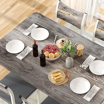 5-Piece Dining Table Set for 4, 43.3" Modern Wood Kitchen Table with PU Leather Chairs, Space-Saving for Small Spaces & Apartments, Easy to Assemble(Grey)