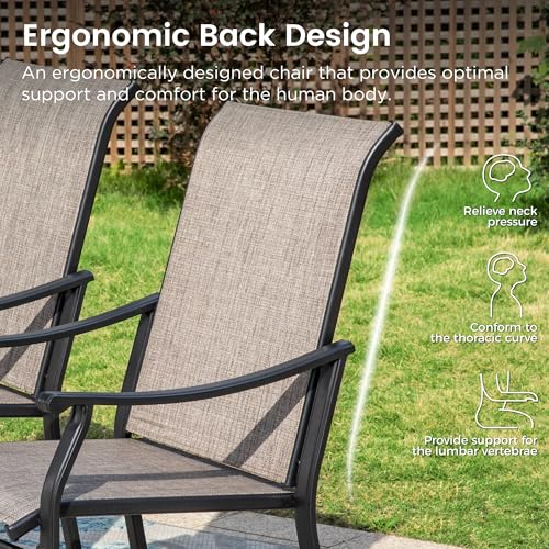 Outdoor Dining Chairs Set of 4, Breathable Textilene Fabric and Metal Frame with Backrest and Armrest,Quick-Dry and Rustproof,Patio Chairs for Lawn,Garden