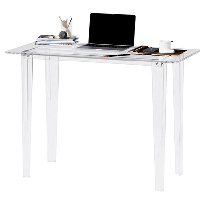 Acrylic Desk, Acrylic Table & Clear Desk - Modern Home Office Study Table, Extended Surface Multi-Purpose Console, Sturdy Lightweight for Small Spaces Transparent Workstation (Transparent-M)