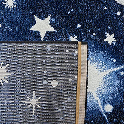 SAFAVIEH Carousel Kids Collection Area Rug - 6'7" x 9', Dark Blue & Light Blue, Non-Shedding & Easy Care, Ideal for High Traffic Areas for Boys & Girls in Playroom, Nursery, Bedroom (CRK122M)
