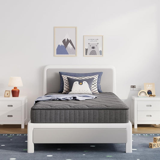 8 Inch Twin Mattress, Medium Firm Hybrid Mattress in a Box