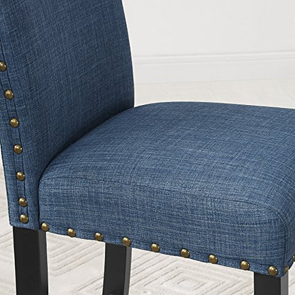 Biony Fabric Bar Stools with Nailhead Trim (Set of 2), Blue