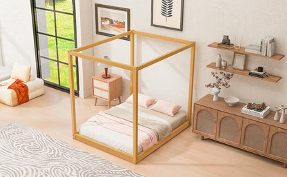 GDFStudio Queen Size Canopy Platform Bed with Support Legs, view 7