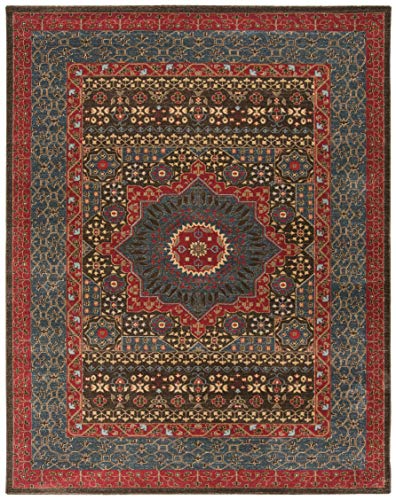 SAFAVIEH Mahal Collection Area Rug - 9' x 12', Navy & Red, Traditional Oriental Design, Non-Shedding & Easy Care, Ideal for High Traffic Areas in Living Room, Bedroom (MAH620C)
