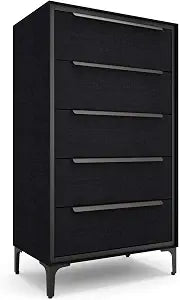 Naima 5-Drawer Premium Fabric Dresser for Bedroom, Waterproof, Black, view 2
