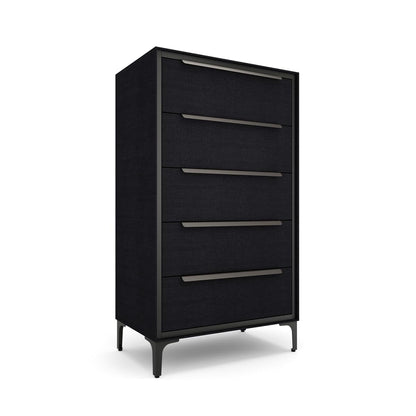 Naima 5-Drawer Premium Fabric Dresser for Bedroom, Waterproof, Black